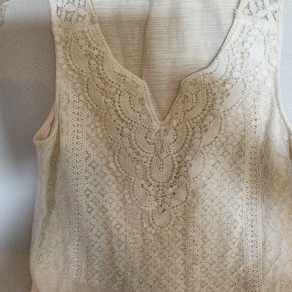 Skies Are Blue Ivory Crochet Front Tank Top Size Small. - Picture 2 of 4